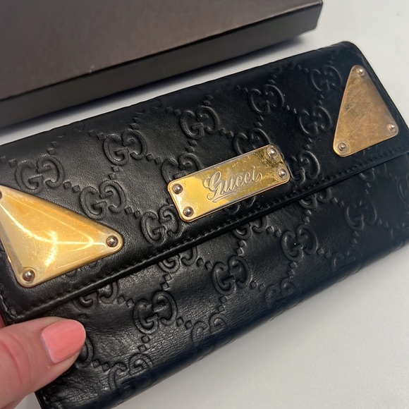 GUCCI Leather Wallet with Gold Hardware in the box 7.5”x4” - Picture 4 of 13